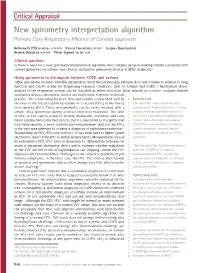 New Spirometry Interpretation Algorithm Primary Care Respiratory Alliance of Canada Approach