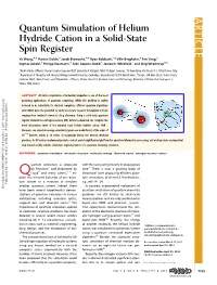 Quantum Simulation of Helium Hydride Cation in a Solid-State Spin Register