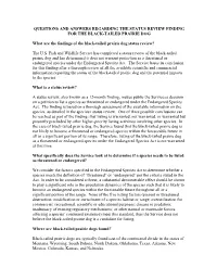 Status Review Finding for the Black-Tailed Prairie Dog