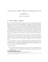 An Introduction to ESS + Xemacs for Windows Users of R