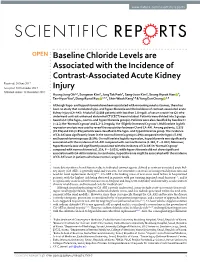 Baseline Chloride Levels Are Associated with the Incidence Of