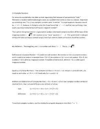 Complex Numbers -.: Mathematical Sciences : UTEP