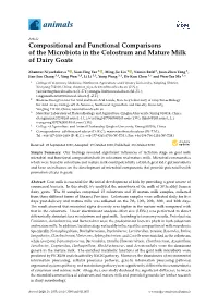 Compositional and Functional Comparisons of the Microbiota in the Colostrum and Mature Milk of Dairy Goats