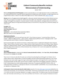 Cultural Community Benefits Institute Memorandum of Understanding October 2019
