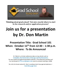 Join Us for a Presentation by Dr. Don Martin