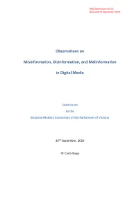 Observations on Misinformation, Disinformation, and Malinformation