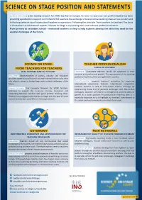 Science on Stage Position and Statements