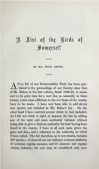 Smith, C, a List of the Birds of Somerset, Part 2, Vol 16