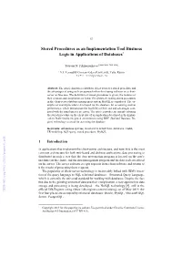 Stored Procedures As an Implementation Tool Business Logic in Applications of Databases*