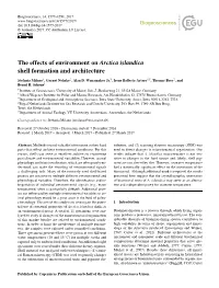 The Effects of Environment on Arctica Islandica Shell Formation and Architecture