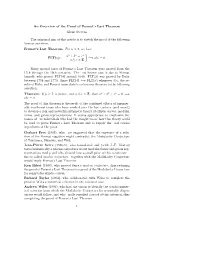 An Overview of the Proof of Fermat's Last Theorem Glenn Stevens The