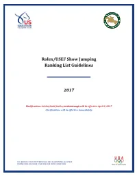 Rolex/USEF Show Jumping Ranking List Guidelines 2017