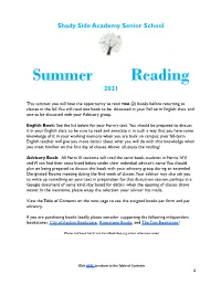Summer Reading 2021