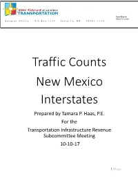Traffic Counts New Mexico Interstates Prepared by Tamara P
