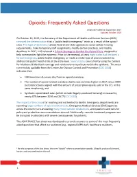 ASPR TRACIE Tip Sheet Opioids: Frequently Asked Questions