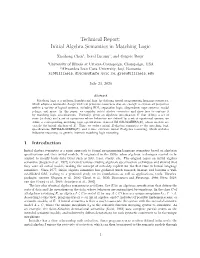 Initial Algebra Semantics in Matching Logic