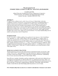 Nursery Weed Control in the Usa - Practice and Problems