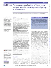 Performance Evaluation of Three Rapid Antigen Tests for the Diagnosis of Group a Streptococci