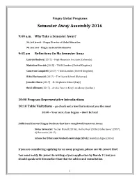 Semester Away Assembly 2016