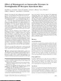 Effect of Bimatoprost on Intraocular Pressure in Prostaglandin FP Receptor Knockout Mice