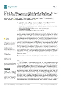 Optical-Based Biosensors and Their Portable Healthcare Devices for Detecting and Monitoring Biomarkers in Body Fluids