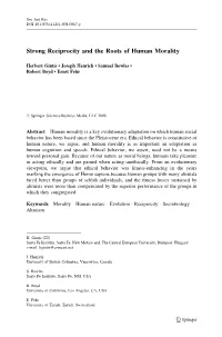 Strong Reciprocity and the Roots of Human Morality