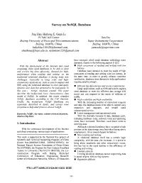 Survey on Nosql Database