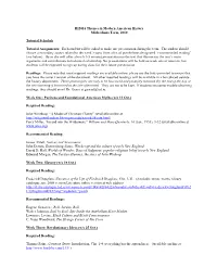 Themes in Modern American History Tutorial Schedule