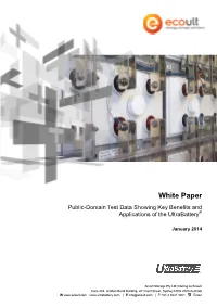 White Paper Public-Domain Test Data Showing Key Benefits and Applications of the Ultrabattery®