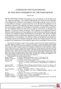 Athenians and Eleusinians in the West Pediment of the Parthenon