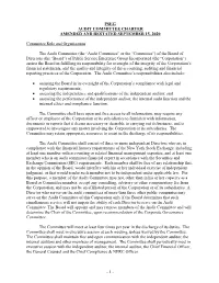 Audit Committee Charter Amended and Restated September 15, 2020