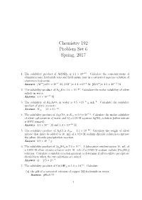 Chemistry 192 Problem Set 6 Spring, 2017
