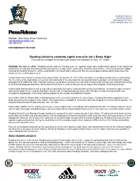 Press Release Contact: Sean Doyle, Media Coordinator Sean@Readingunitedac.Com 484-269-0319