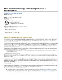 Small Business Technology Transfer Program Phase II (STTR Phase II) (Nsf21566) |