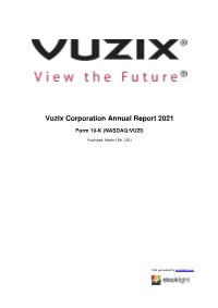 Vuzix Corporation Annual Report 2021