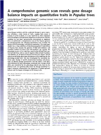 A Comprehensive Genomic Scan Reveals Gene Dosage Balance Impacts on Quantitative Traits in Populus Trees