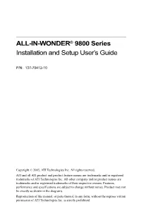 ATI ALL-IN-WONDER Radeon 9800 Series 9800 Pro Userguide Manual