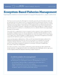 Ecosystem-Based Fisheries Management Improving the Resilience of Ocean Ecosystems to Support Fish Populations, Coastal Communities