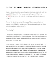 Effect of Lone Pairs on Hybridization