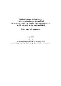 Tender Document for Selection of Implementation Support Agency (TPA) for Providing Support Services for the Implementation of Health Scheme (PM-JAY, AAUY and SGHS)