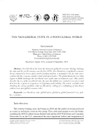 The Neo-Liberal State in a Post-Global World