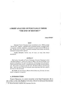 A Brief Analysis of Fukuyama's Thesis "The End of History?"