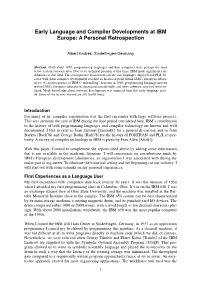 Early Language and Compiler Developments at IBM Europe: a Personal Retrospection