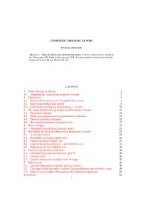 GEOMETRIC MEASURE THEORY 1. Some Discrete Problems 2 1.1