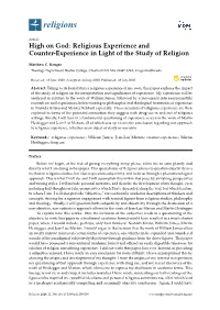 High on God: Religious Experience and Counter-Experience in Light of the Study of Religion