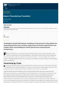 Libya's Floundering Transition | the Washington Institute