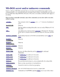 MS-DOS Secret And/Or Unknown Commands