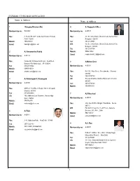 (Ms) Membership No: Res: Mobile: Email