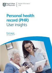 Personal Health Record (PHR) User Insights