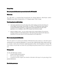 Privacy Policy How Your Personal Information Is